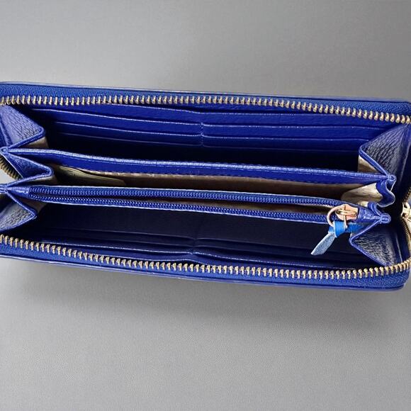 Kate Spade Laurel Way Neda Large Wallet Pebbled Leather Zip Up Cornflower Blue - Picture 3 of 14